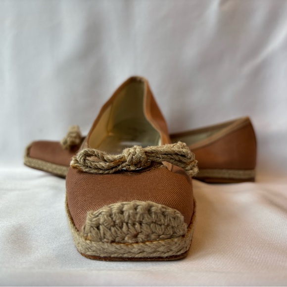 Copper colored canvas slip ons with square toe and rope detailing by FS NY - Picture 2 of 9